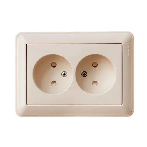 Розетка 2-м СП W59 16А IP20 без заземл. защ. шторки сл. кость SE RS16-254-28