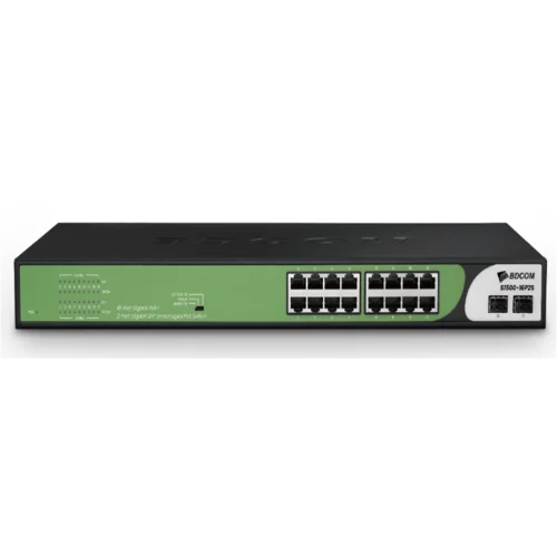 Неуправляемый PoE коммутатор, 16 портов GE PoE 180W + 2 порта uplink GE SFP
