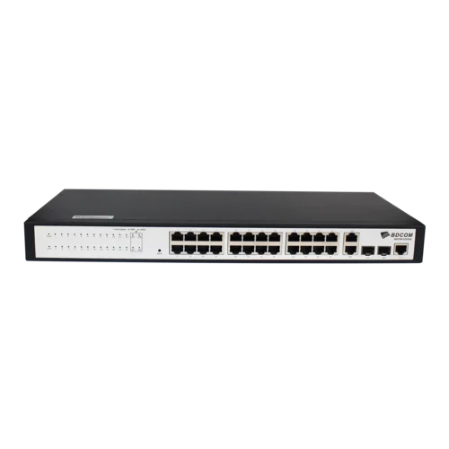 Управляемый коммутатор уровня 2 BDCOM S2228-B, 24x 10/100Base-TX, 2x 100/1000Base-T, 2x 100/1000Base-X (SFP), 220VAC