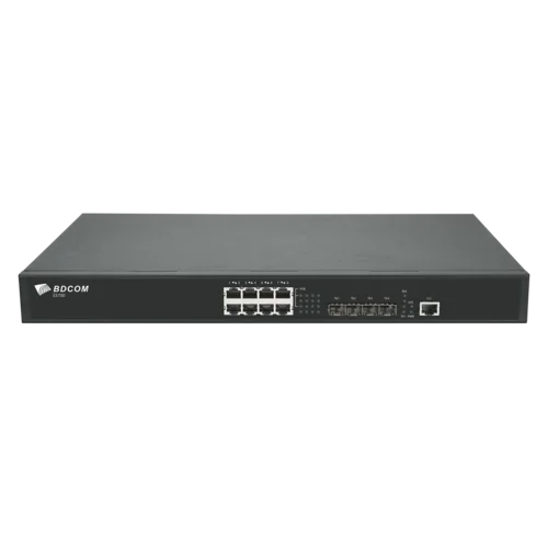 Управляемый коммутатор уровня 3 BDCOM S5700-8EP4X, 8x 2.5GBASE-Т PoE 802.3af/at/bt до 370W, 4x 1/10GE SFP+, ~220V AC