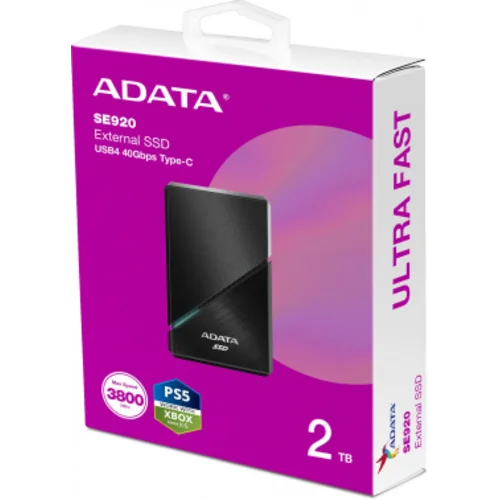 Накопитель SSD A-Data USB-C 4.0 2TB SE920-2TCBK SE920 2.5" черный