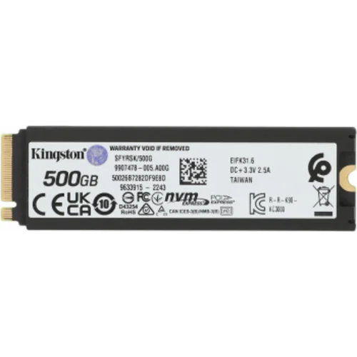 Накопитель SSD Kingston PCIe 4.0 x4 500GB SFYRSK/500G Fury Renegade M.2 2280