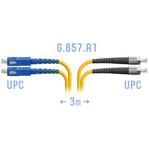 Патчкорд оптический FC/UPC-SC/UPC SM G.657.A1 Duplex 3 метра