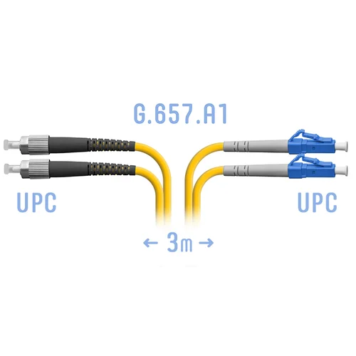 Патчкорд оптический LC/UPC-FC/UPC SM G.657.A1 Duplex 3 метра