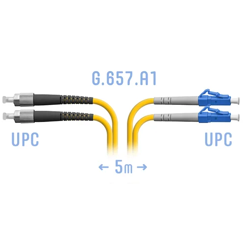 Патчкорд оптический LC/UPC-FC/UPC SM G.657.A1 Duplex 5 метров