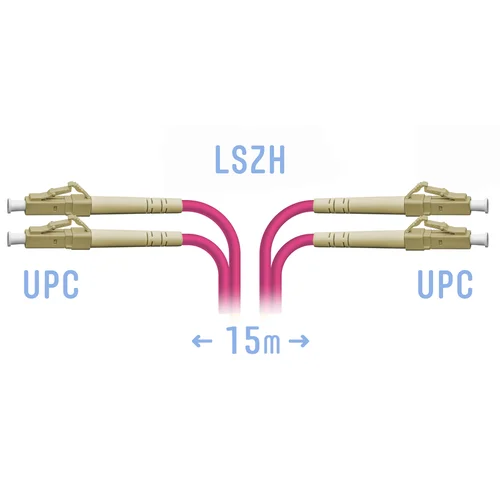 Патчкорд оптический LC/UPC-LC/UPC MM (OM4) Duplex 15 метров