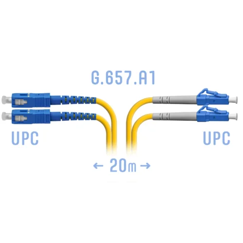 Патчкорд оптический LC/UPC-SC/UPC SM G.657.A1 Duplex 20 метров