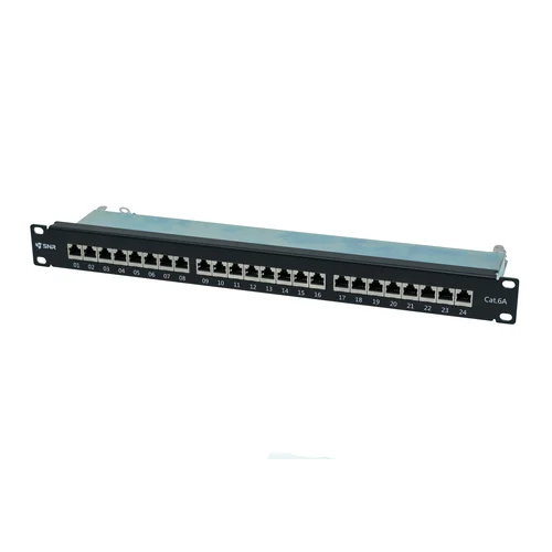 Коммутационная панель SNR, 19" экранированная, 1U, 24 порта, cat.6А, горизонтальная заделка