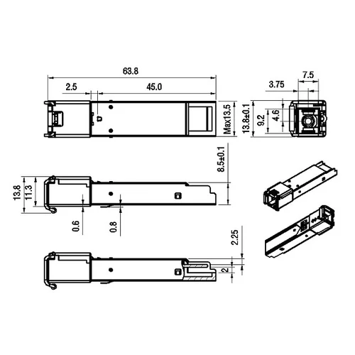 Модуль SFP 2.5G WDM, дальность до 20км (13dB), 1310нм