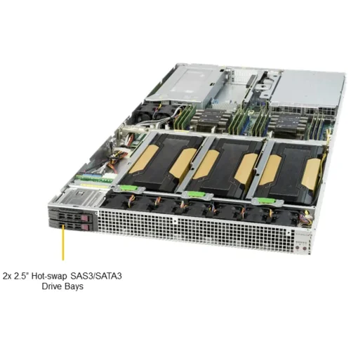 Платформа Supermicro 1U SYS-1029GQ-TRT, до двух процессоров Intel Scalable, DDR4, 4x2,5" HDD SATA, 2x10Gbase-T, до четырех графических ускорителей