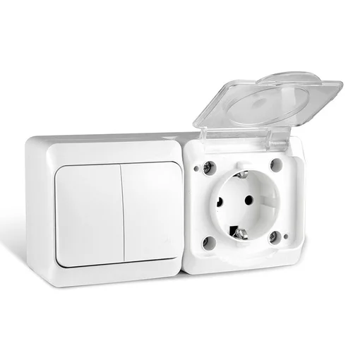 Блок ОП Nix (розетка 16А 250В с заземл. 2-кл. выкл. 10А) IP54 бел. TOKOV ELECTRIC TKE-NX-V2RZ-C01T-I