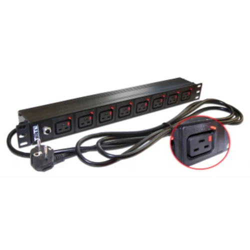 Блок распределения питания Lanmaster TWT-PDU-16A8C9L-3.0 верт.размещ. 8xC19 базовые 16A Schuko 3м