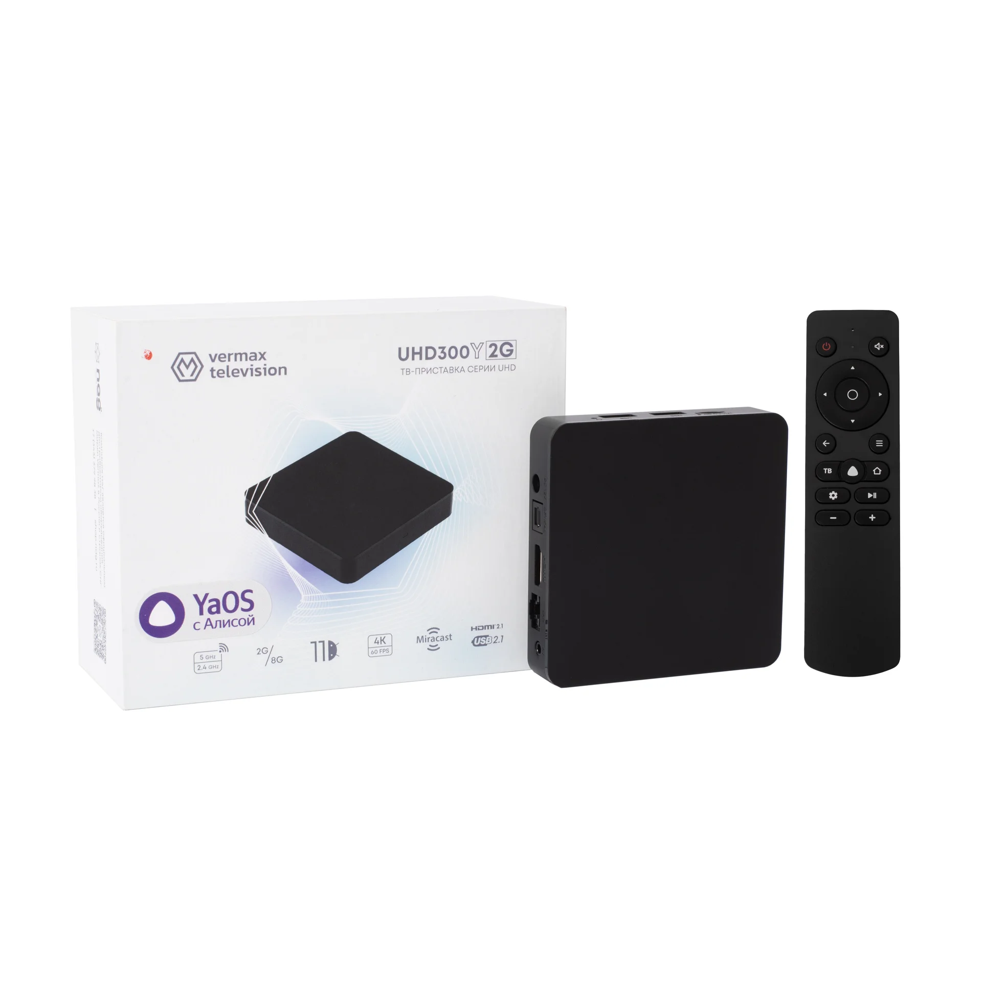 Приставка телевизионная 4K IPTV Vermax UHD300Y2G Yandex