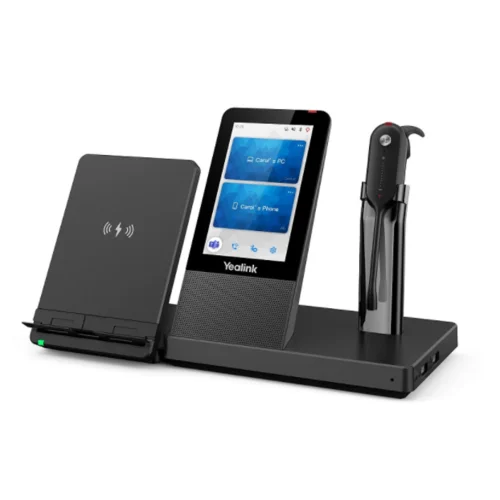 Головная гарнитура Yealink WH67 UC, Беспроводная, HD звук, 120м DECT, Шумоподав, Дисплей 4'', USB-хаб, Bluetooth