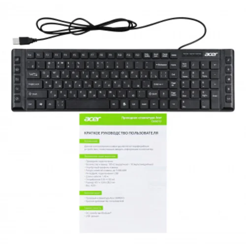 Клавиатура Acer OKW010 черный USB slim Multimedia