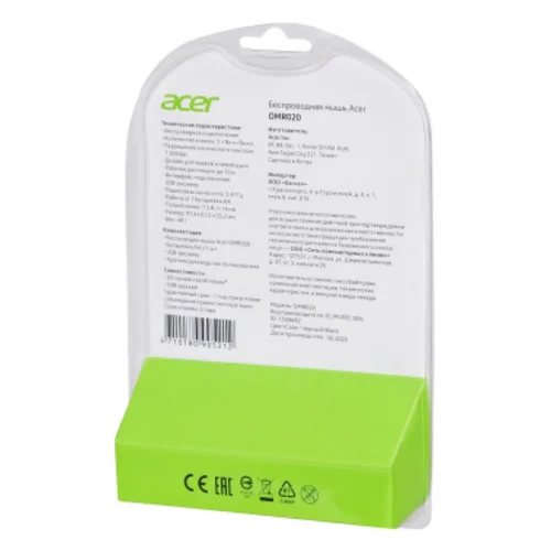 Мышь Acer OMR020 черный оптическая (1200dpi) беспроводная USB для ноутбука (3but)