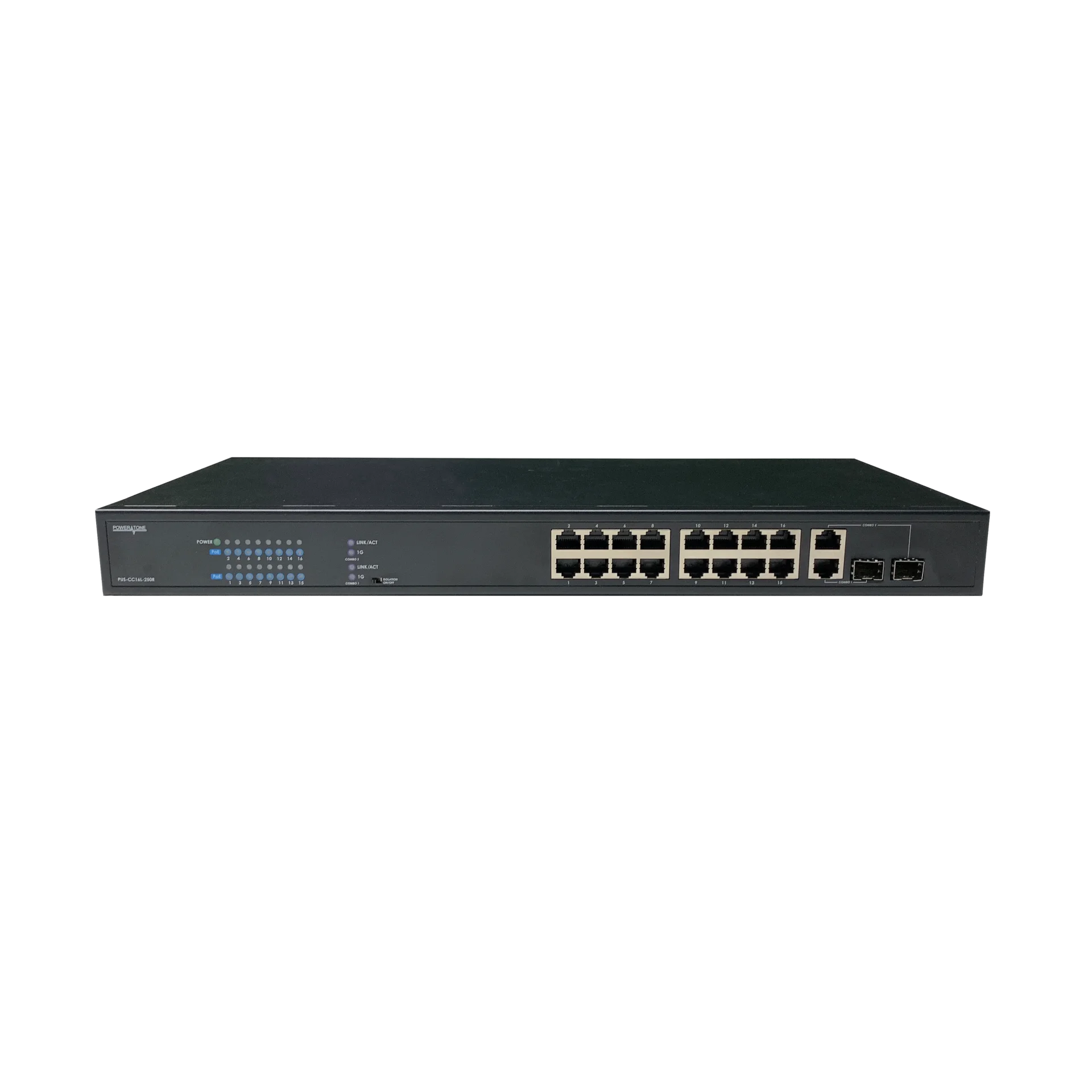 Неуправляемый стоечный 16 портовый PoE коммутатор POWERTONE PUS-CC16L ...