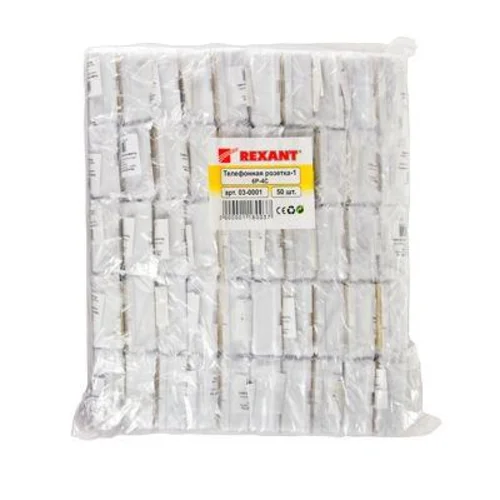 Розетка телефонная 1-м ОП RJ14 (6P4C) кат.3 бел. Rexant 03-0001