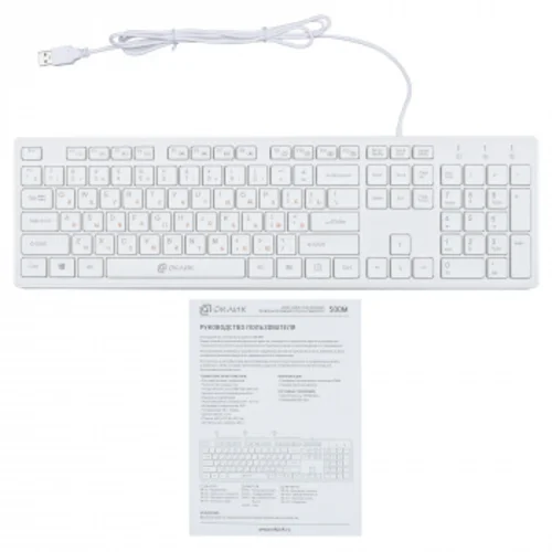 Клавиатура Оклик 500M белый USB slim Multimedia