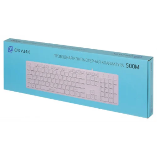 Клавиатура Оклик 500M белый USB slim Multimedia