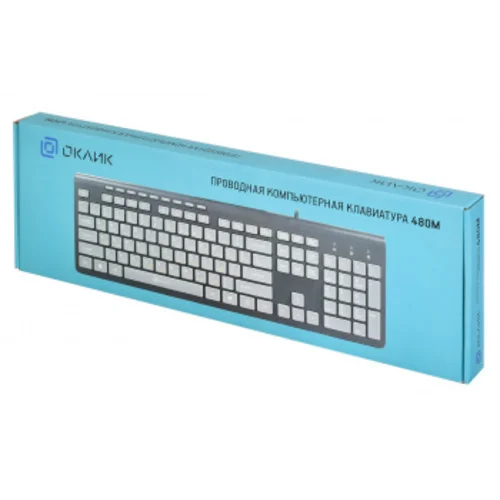 Клавиатура Оклик 480M черный/серый USB slim Multimedia (1067199)