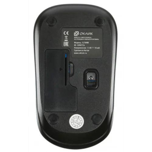 Мышь Оклик 525MW черный/голубой оптическая (1000dpi) беспроводная USB для ноутбука (3but) Мышь Оклик 525MW черный/голубой оптическая (1000dpi) беспроводная USB для ноутбука (3but)