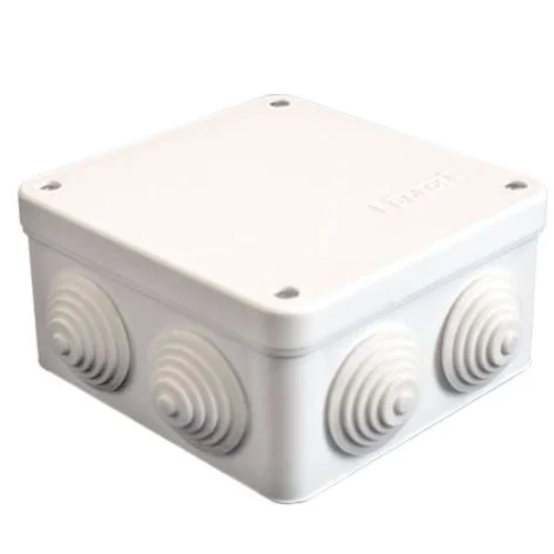 Коробка распределительная ОП 105х105х56мм IP54 7 выходов 4 гермоввода крышка на винтах бел. Epplast