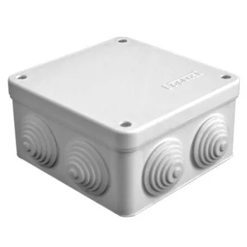 Коробка распределительная ОП 105х105х56мм IP54 7 выходов 4 гермоввода крышка на винтах сер. Epplast Коробка распределительная ОП 105х105х56мм IP54 7 выходов 4 гермоввода крышка на винтах сер. Epplast