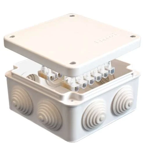 Коробка распределительная ОП 105х105х56мм IP54 с клемм. 7 выходов 4 гермоввода 10А 12 контактов крыш
