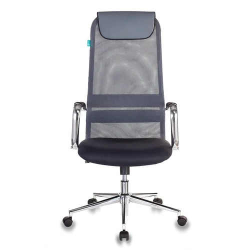 Кресло руководителя Бюрократ KB-9N темно-серый TW-04 TW-12 сетка/ткань с подголов. крестовина металл хром