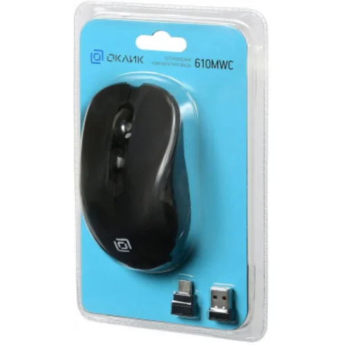 Мышь Оклик 610MWC черный оптическая (1600dpi) беспроводная USB/USB-C для ноутбука (6but)