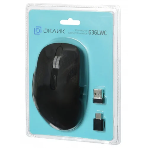 Мышь Оклик 636LWC черный оптическая (1600dpi) беспроводная USB/USB-C для ноутбука (6but) Мышь Оклик 636LWC черный оптическая (1600dpi) беспроводная USB/USB-C для ноутбука (6but)
