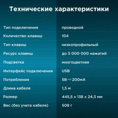 Клавиатура Оклик 440ML черный USB slim LED