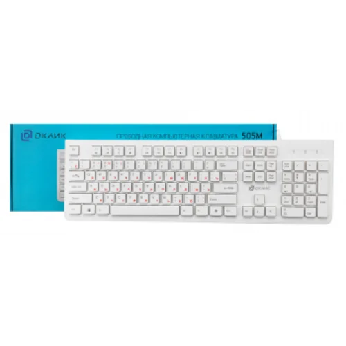 Клавиатура Оклик 505M белый USB slim