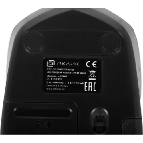 Мышь Оклик 488MW черный/серый оптическая (1600dpi) беспроводная USB для ноутбука (4but)