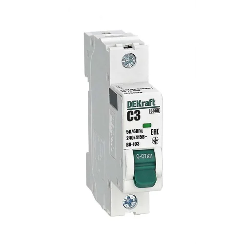 Выключатель автоматический модульный 1п C 3А 6кА ВА-103 DEKraft 12266DEK