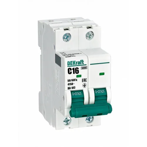 Выключатель автоматический модульный 2п C 16А 6кА ВА-103 DEKraft 12289DEK
