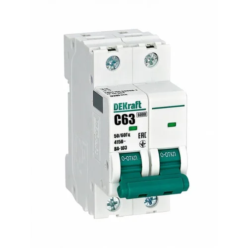Выключатель автоматический модульный 2п C 63А 6кА ВА-103 DEKraft 12295DEK
