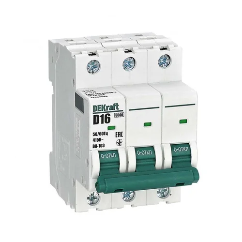 Выключатель автоматический модульный 3п D 16А 6кА ВА-103 DEKraft 12369DEK