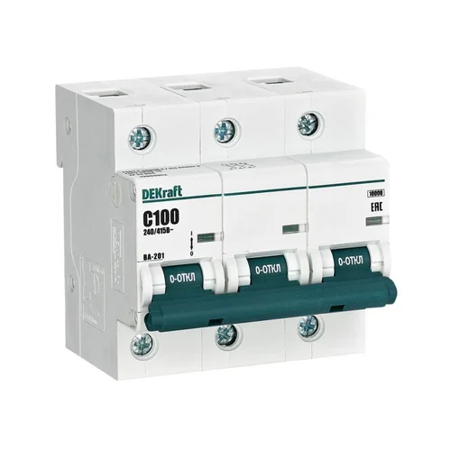 Выключатель автоматический модульный 3п C 100А 10кА ВА-201 DEKraft 13009DEK