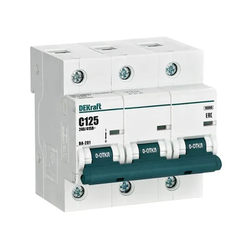 Выключатель автоматический модульный 3п C 125А 10кА ВА-201 DEKraft 13027DEK Выключатель автоматический модульный 3п C 125А 10кА ВА-201 DEKraft 13027DEK