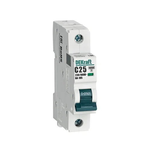 Выключатель автоматический модульный 1п C 25А 10кА ВА-105 DEKraft 13155DEK Выключатель автоматический модульный 1п C 25А 10кА ВА-105 DEKraft 13155DEK