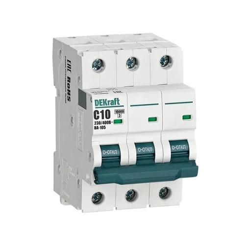 Выключатель автоматический модульный 3п C 10А 10кА ВА-105 DEKraft 13176DEK