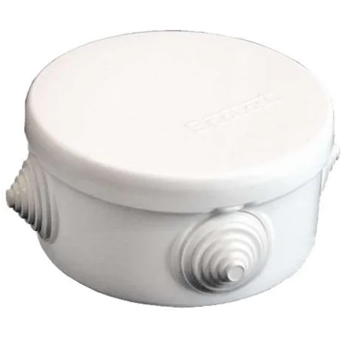 Коробка распределительная ОП d90х45мм У140 IP54 4 выхода 4 гермоввода крышка защелкивающаяся бел. Ep Коробка распределительная ОП d90х45мм У140 IP54 4 выхода 4 гермоввода крышка защелкивающаяся бел. Ep