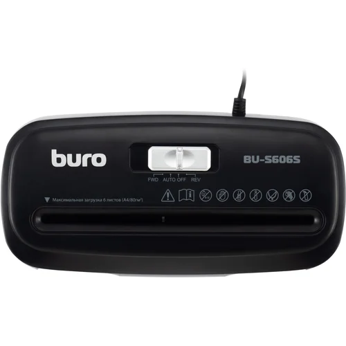 Шредер Buro Home BU-S606S черный (секр.Р-2) ленты 6лист. 11лтр. пл.карты Шредер Buro Home BU-S606S черный (секр.Р-2) ленты 6лист. 11лтр. пл.карты