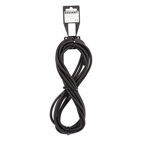 Труба автомобильная гофрированная ПП разрезная d4.6мм черн. (уп.5м) Rexant 15-0505 Труба автомобильная гофрированная ПП разрезная d4.6мм черн. (уп.5м) Rexant 15-0505