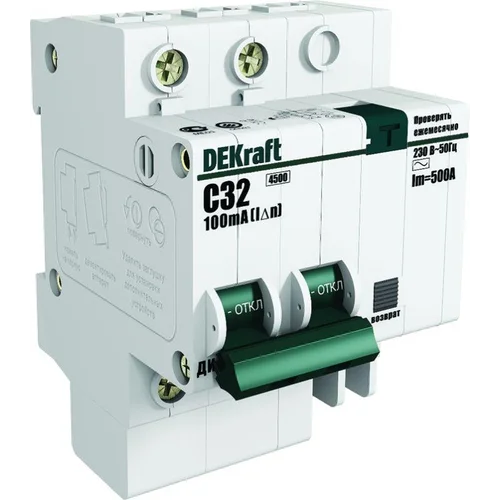 Выключатель автоматический дифференциального тока 2п (1P+N) C 32А 30мА тип AC ДИФ-101 со встроен. за