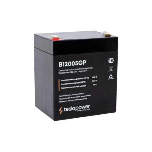 Свинцово-кислотный аккумулятор teslapower 12В 5Ач, серия GP Свинцово-кислотный аккумулятор teslapower 12В 5Ач, серия GP
