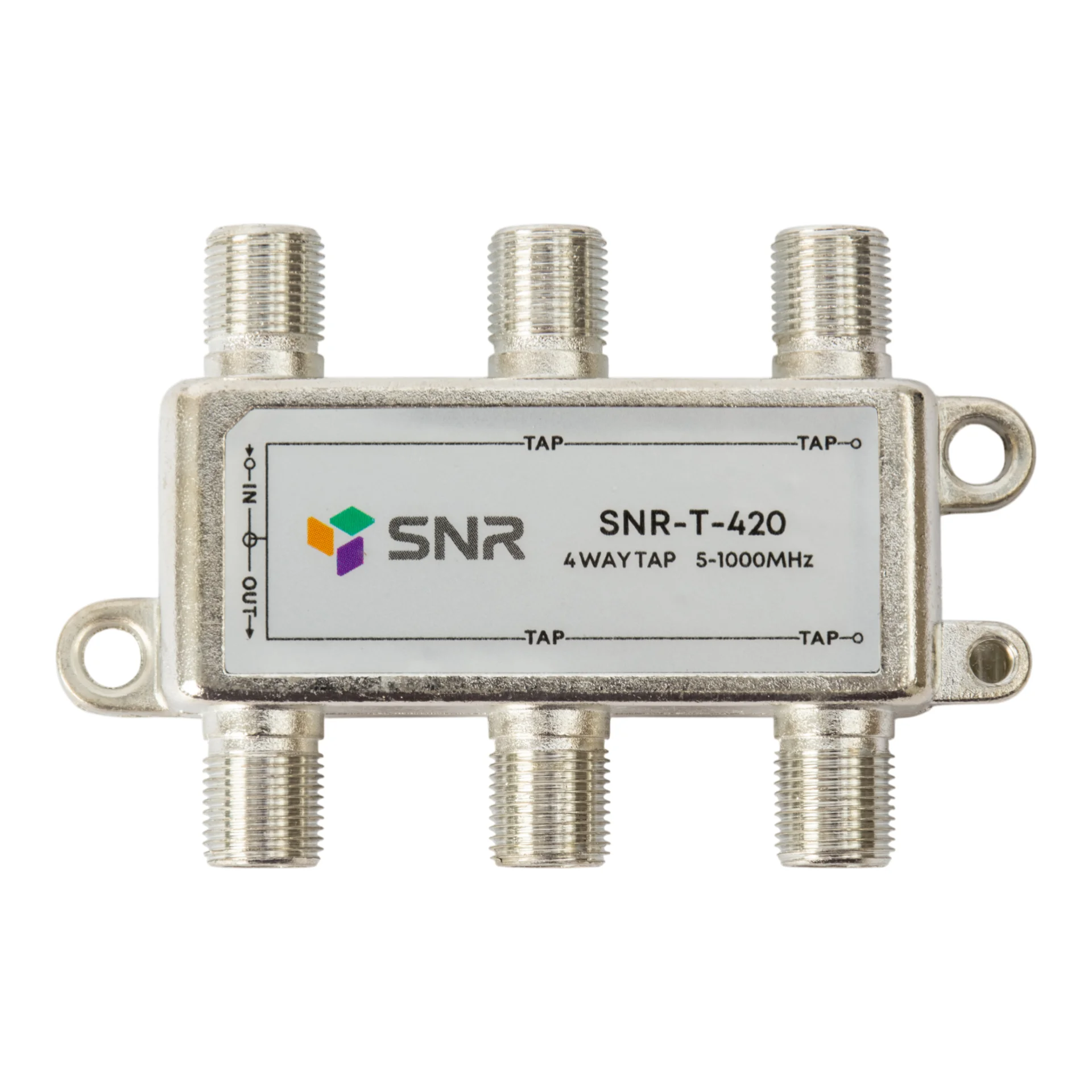 Ответвитель абонентский SNR-T-420, на 4 отвода, вносимое затухание IN-TAP 20dB. Ответвитель абонентский SNR-T-420, на 4 отвода, вносимое затухание IN-TAP 20dB.
