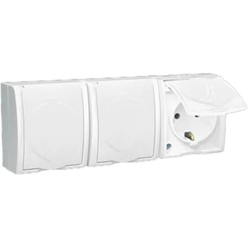 Розетка 3-м ОП Simon15 16А IP54 250В с заземл. с крышкой винт. клеммы бел. Simon 1594437-030 Розетка 3-м ОП Simon15 16А IP54 250В с заземл. с крышкой винт. клеммы бел. Simon 1594437-030